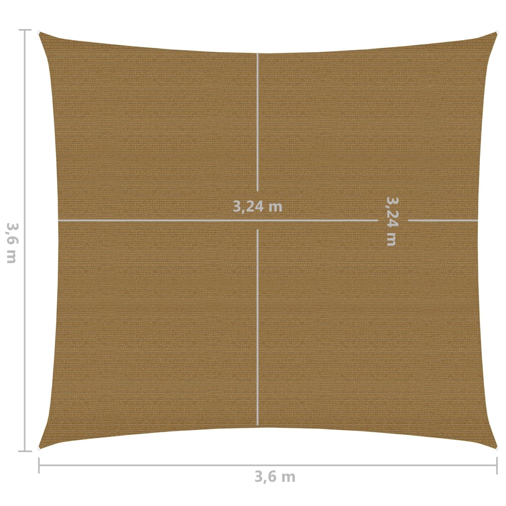 vidaXL Voile d'ombrage 160 g/m² Taupe 3,6x3,6 m PEHD