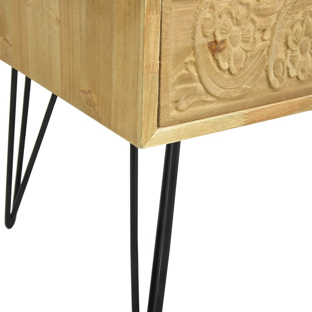 vidaXL Table basse avec 2 tiroirs Marron sculpté 80x40x40,5 cm Bois