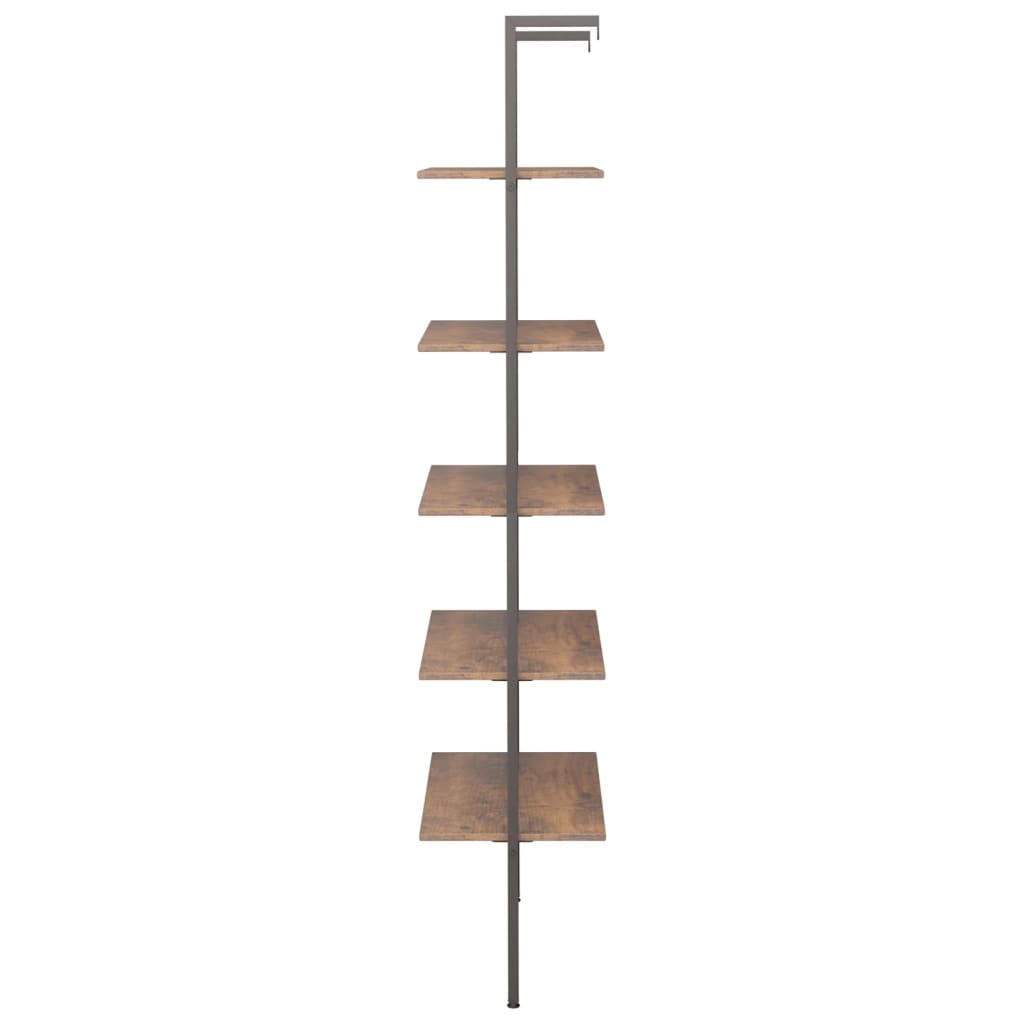 Étagère Inclinée VidaXL 5 Niveaux - Bibliothèque échelle Marron/noir 64x34x185cm - Rangement Gain De Place
