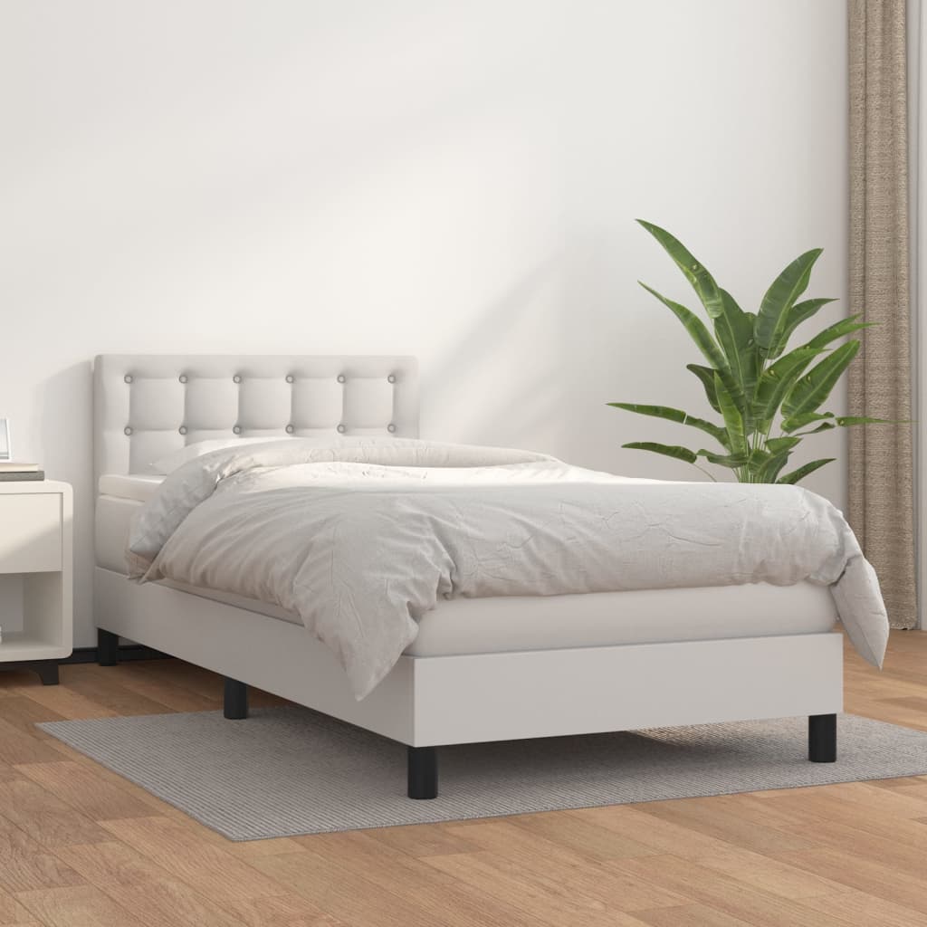 vidaXL Sommier à lattes de lit avec matelas Blanc 80x200 cm Similicuir