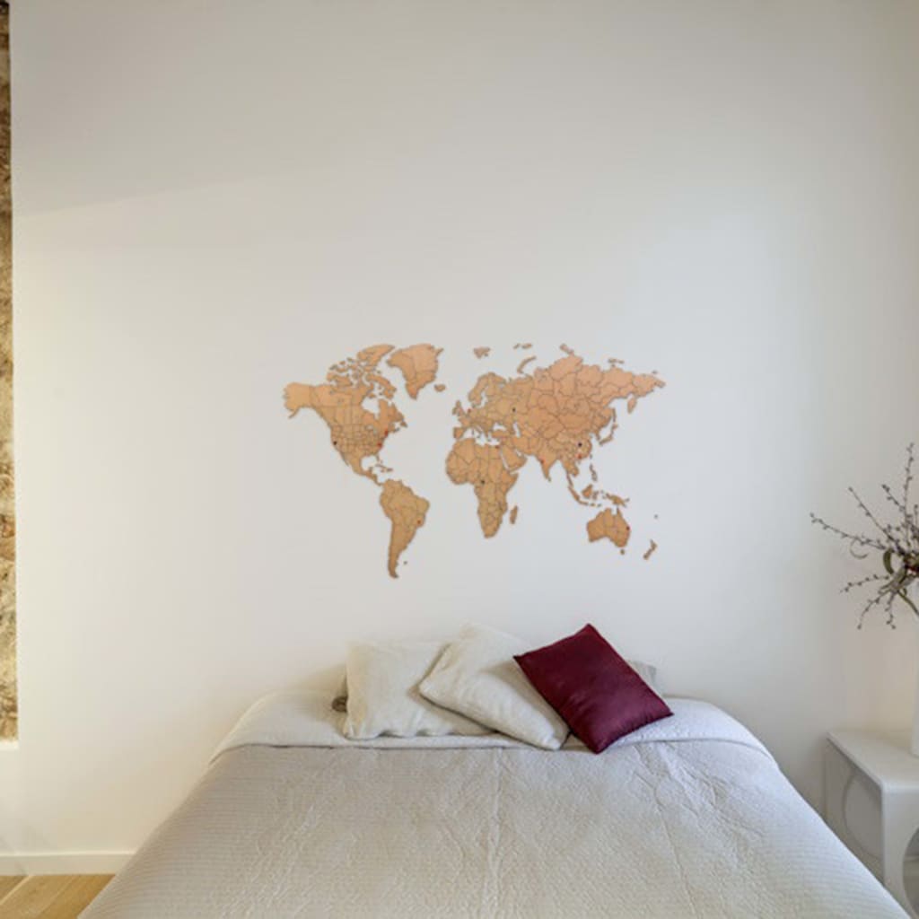 MiMi Innovations Décor de carte du monde murale Puzzle Marron 150x90cm