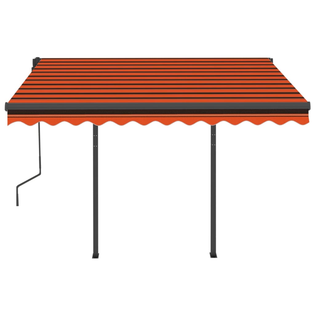 vidaXL Auvent manuel rétractable avec poteaux 3x2,5 m Orange et marron