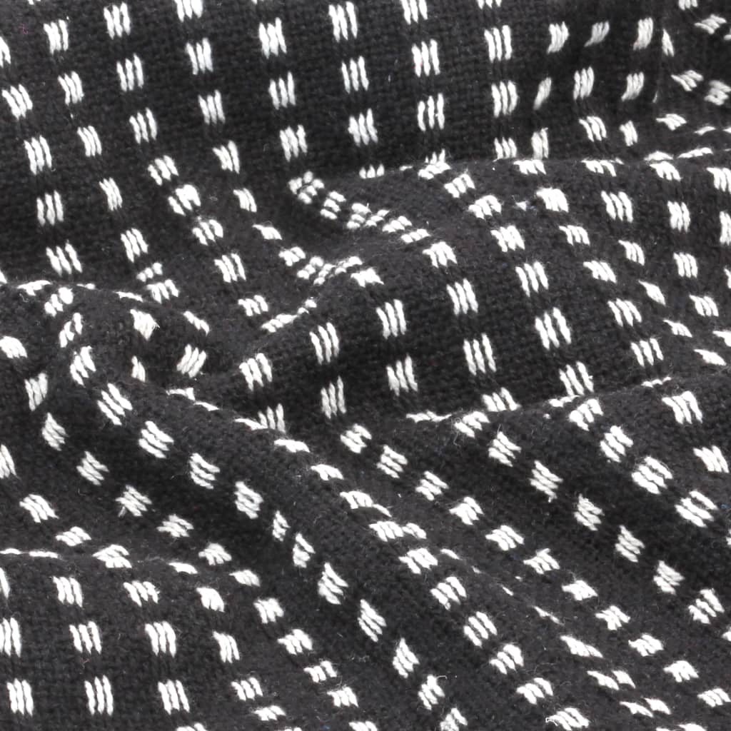 vidaXL Couverture coton à carrés 125x150 cm Noir