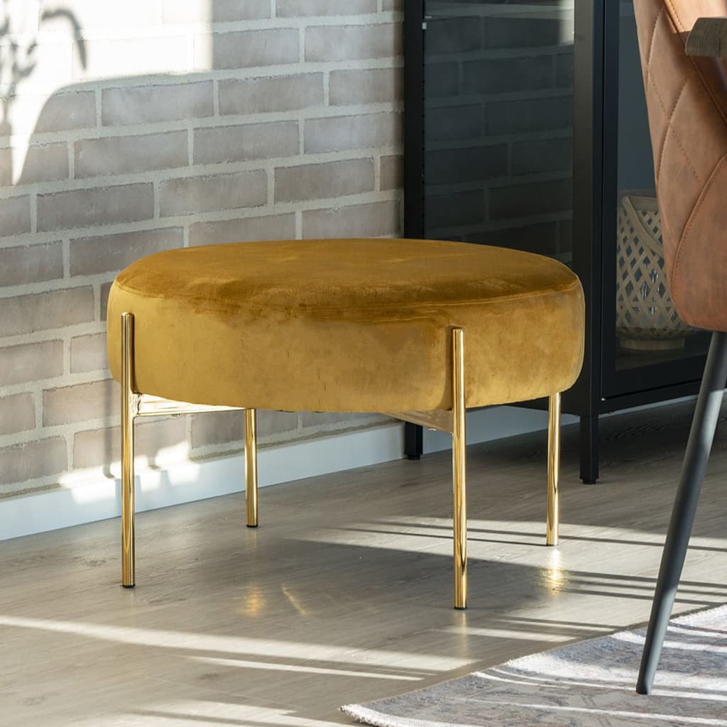 House Nordic Pouf Evie Jaune moutarde