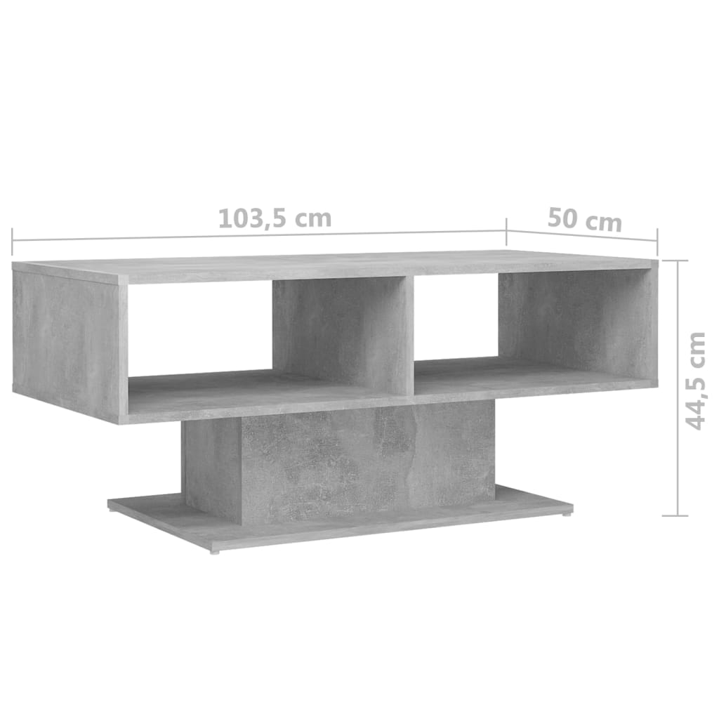 vidaXL Table basse Gris béton 103,5x50x44,5 cm Aggloméré