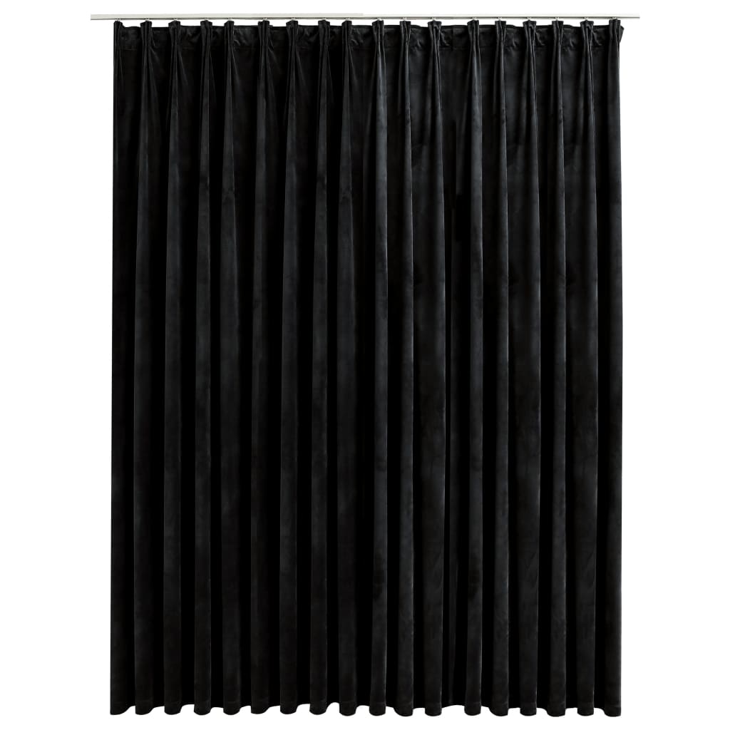 vidaXL Rideau occultant avec crochets Velours Noir 290x245 cm