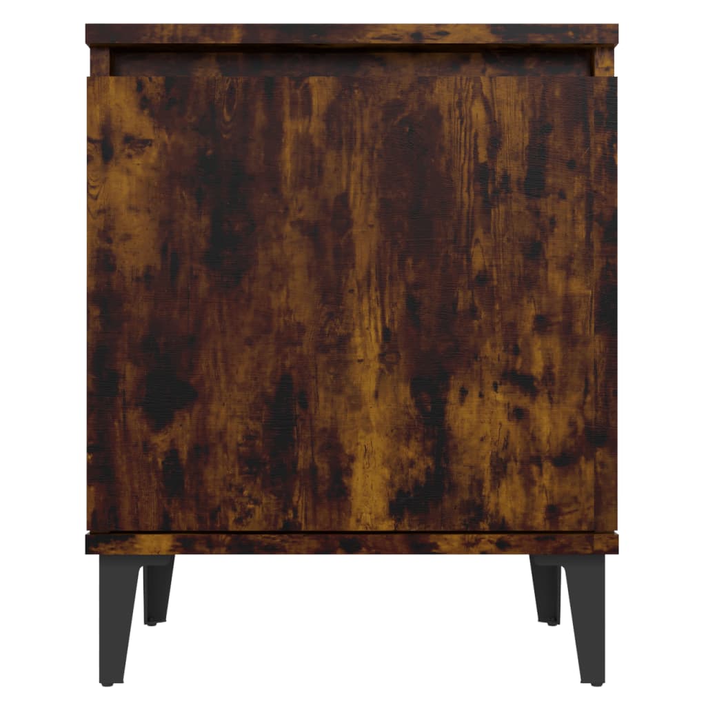 vidaXL Tables de chevet avec pieds en métal chêne fumé 40x30x50 cm