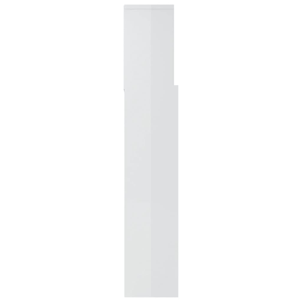 vidaXL Armoire de tête de lit Blanc brillant 180x19x103,5 cm