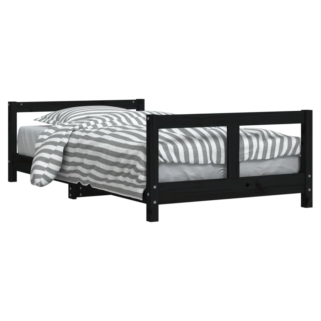 vidaXL Cadre de lit pour enfant noir 80x160 cm bois de pin massif