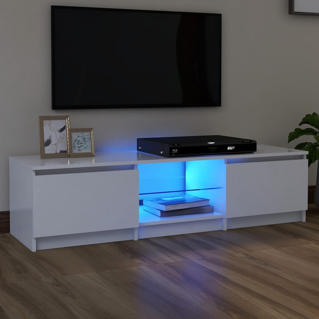 vidaXL Meuble TV avec lumières LED blanc 140x40x35,5 cm