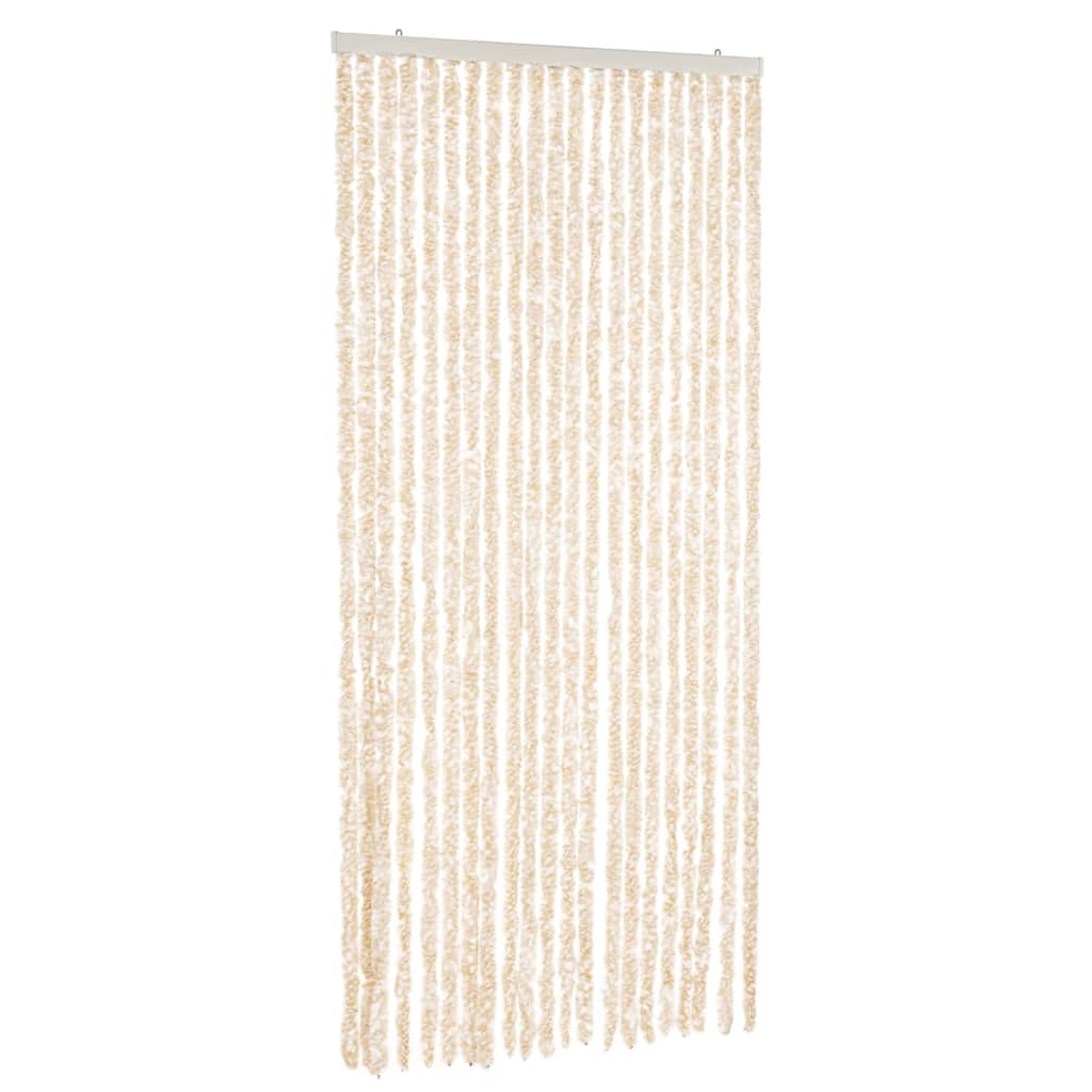 vidaXL Rideau anti-mouches beige et blanc 90x220 cm chenille