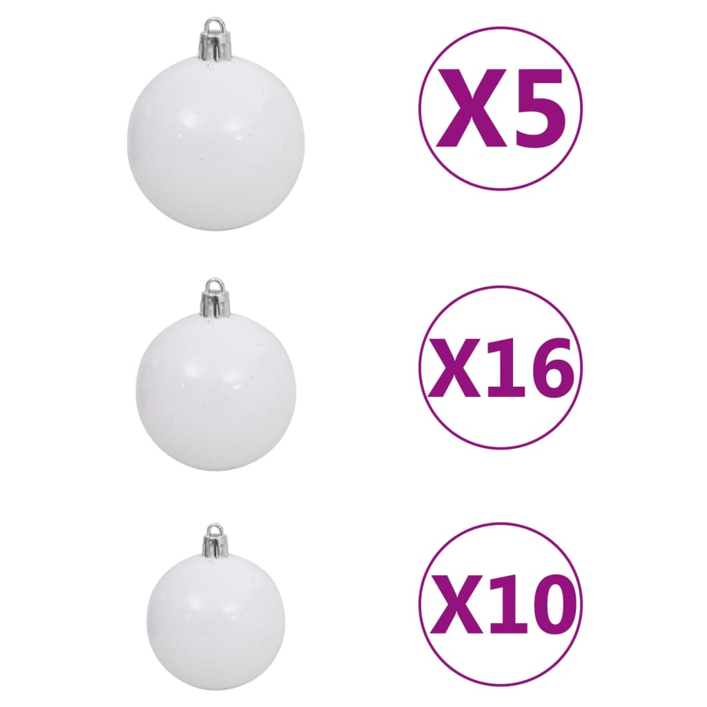 vidaXL Arbre de Noël artificiel pré-éclairé et boules blanc 210 cm