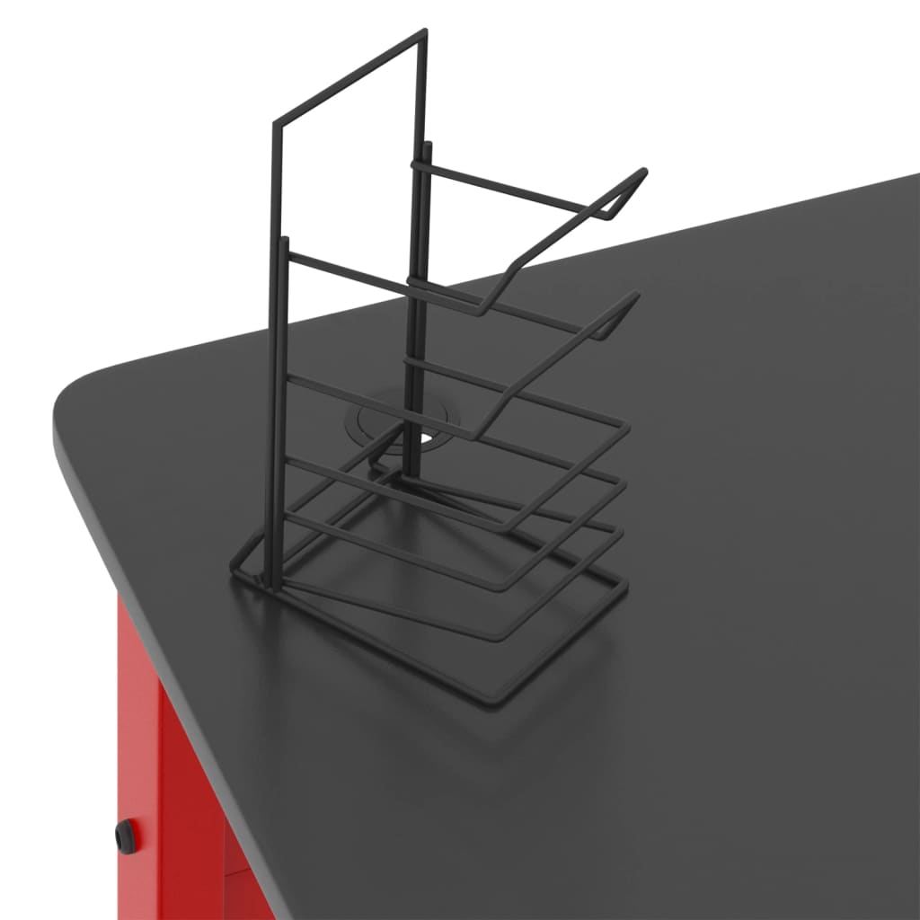 vidaXL Bureau de jeu et pieds en forme de K Noir et rouge 90x60x75 cm