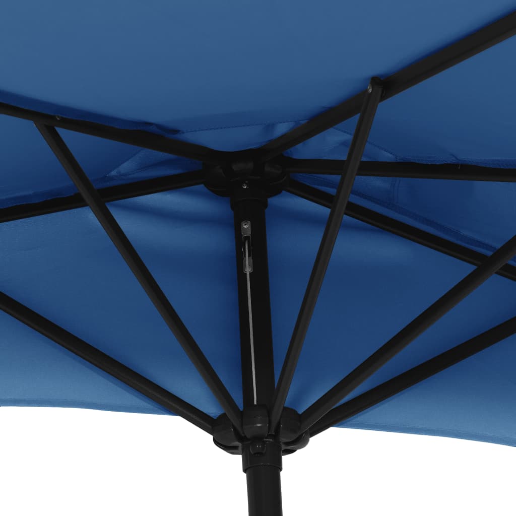 vidaXL Parasol de balcon avec mât en aluminium Bleu 300x155x223cm Demi
