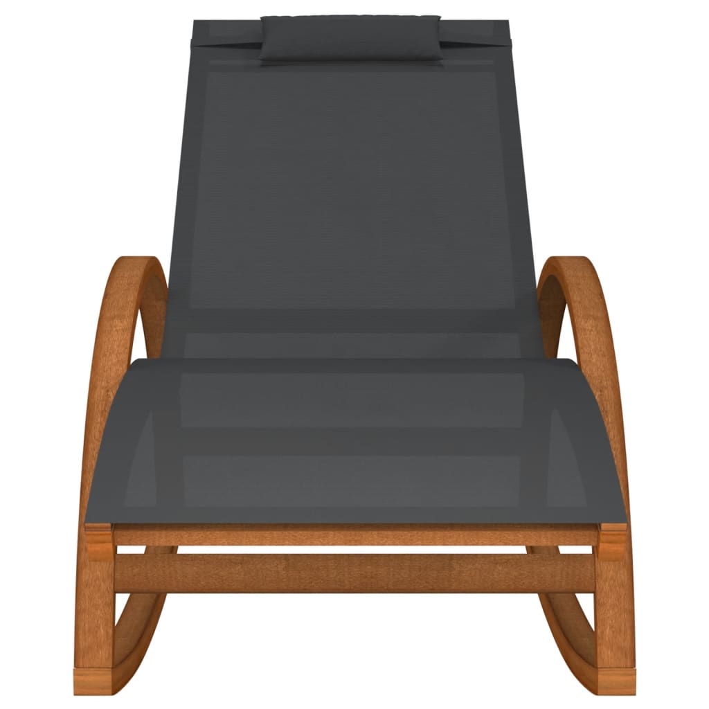 vidaXL Chaise à bascule textilène gris et bois de peuplier massif