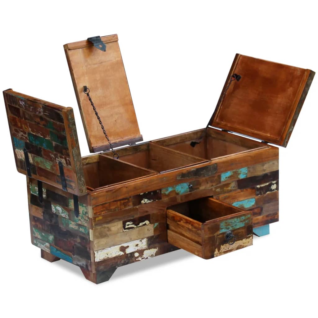 vidaXL Coffre table basse Bois de récupération massif 80 x 40 x 35 cm