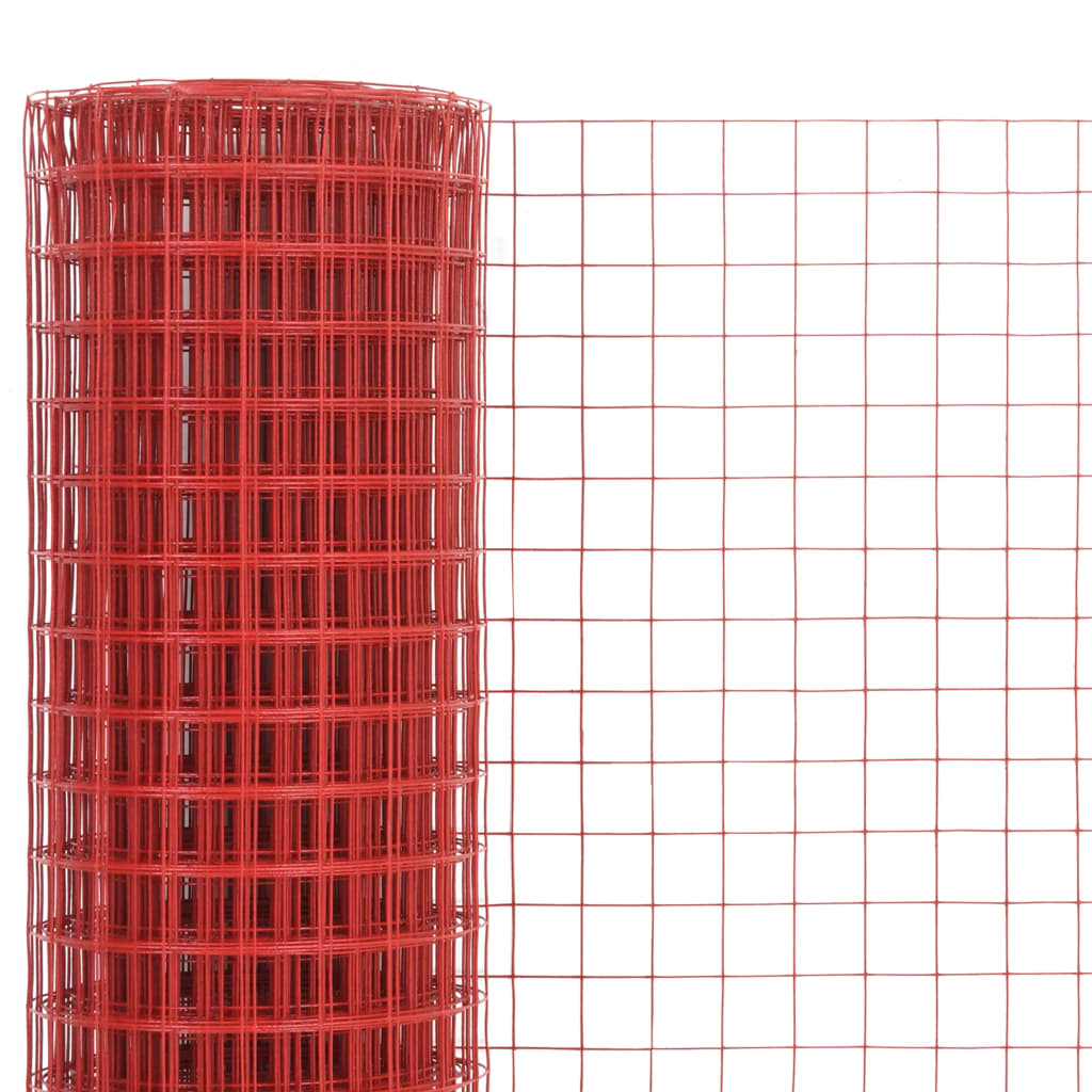 vidaXL Grillage Acier avec revêtement en PVC 10x1,5 m Rouge