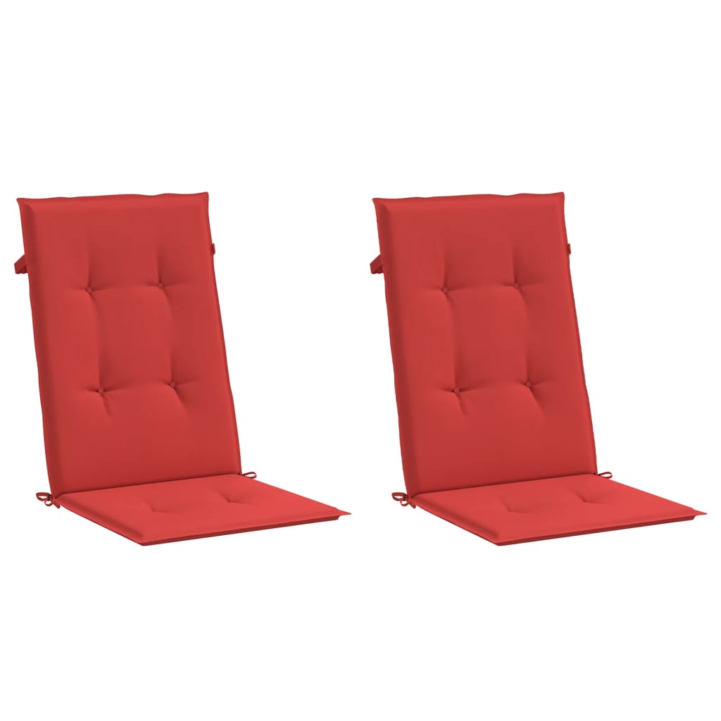 vidaXL Coussins de chaise de jardin dossier haut lot de 2 rouge tissu