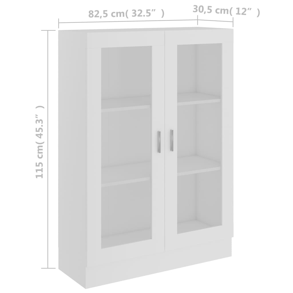 vidaXL Armoire à vitrine Blanc 82,5x30,5x115 cm Bois d'ingénierie