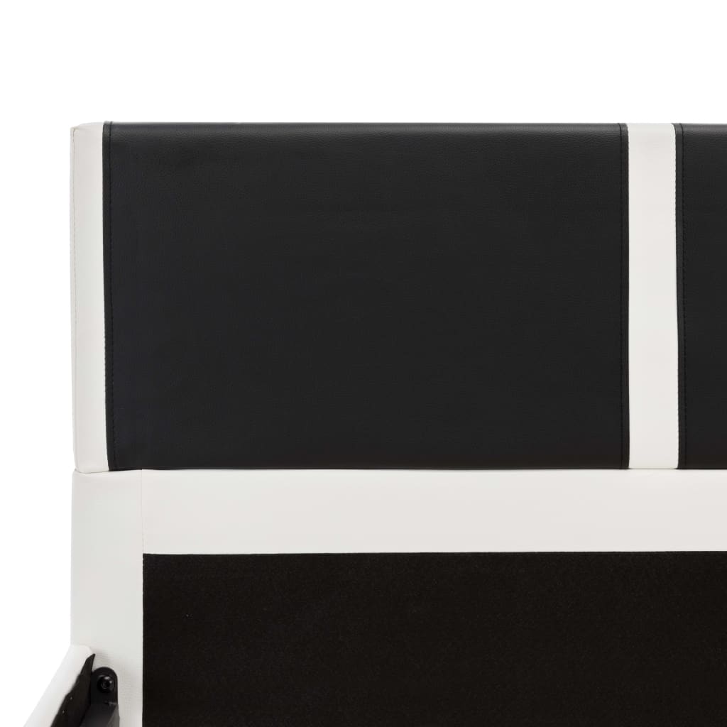 vidaXL Lit avec matelas Noir et blanc Similicuir 90 x 200 cm