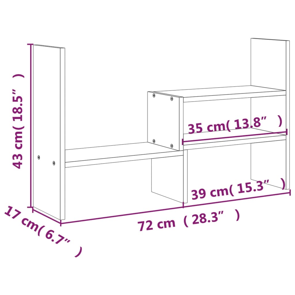 vidaXL Support pour moniteur Gris (39-72)x17x43 cm Bois de pin solide