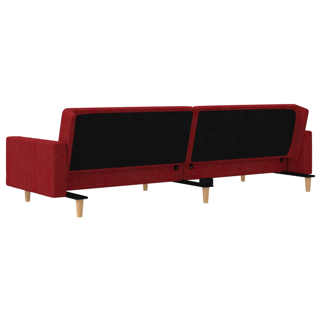 vidaXL Canapé-lit à 2 places avec deux oreillers rouge bordeaux tissu