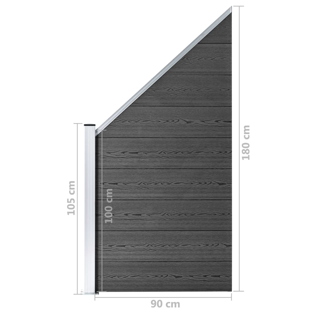 vidaXL Ensemble de panneau de clôture WPC 1830x(105-186) cm Noir