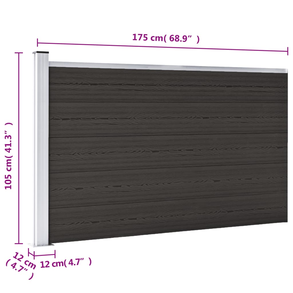 vidaXL Panneau de clôture WPC 175x105 cm Noir