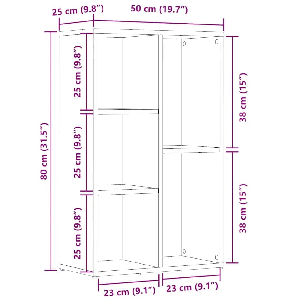 vidaXL Bibliothèque/Buffet chêne fumé 50x25x80 cm bois d'ingénierie