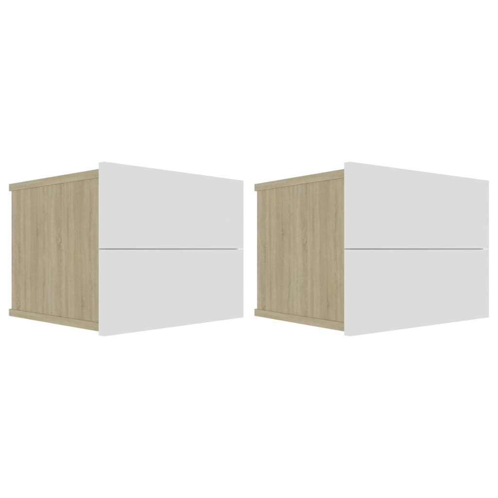 vidaXL Tables de chevet 2 pcs Blanc et chêne sonoma 40x30x30 cm