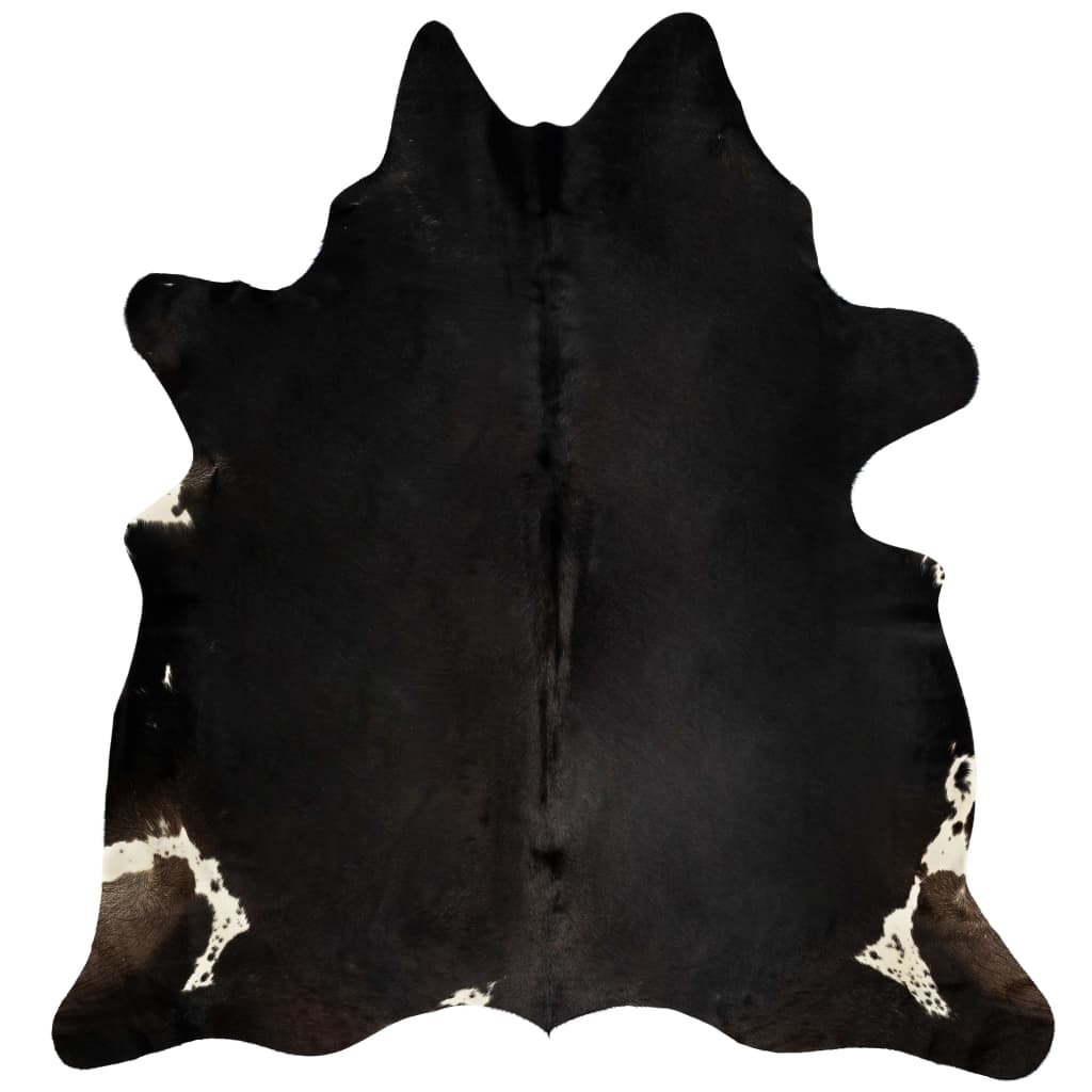 vidaXL Tapis en peau de vache véritable Noir 150 x 170 cm
