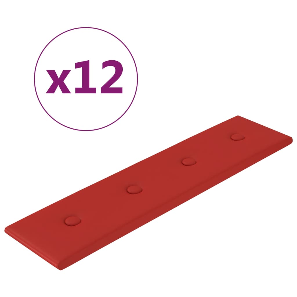 vidaXL Panneaux muraux 12pcs Rouge bordeaux 60x15cm Similicuir 1,08 m²