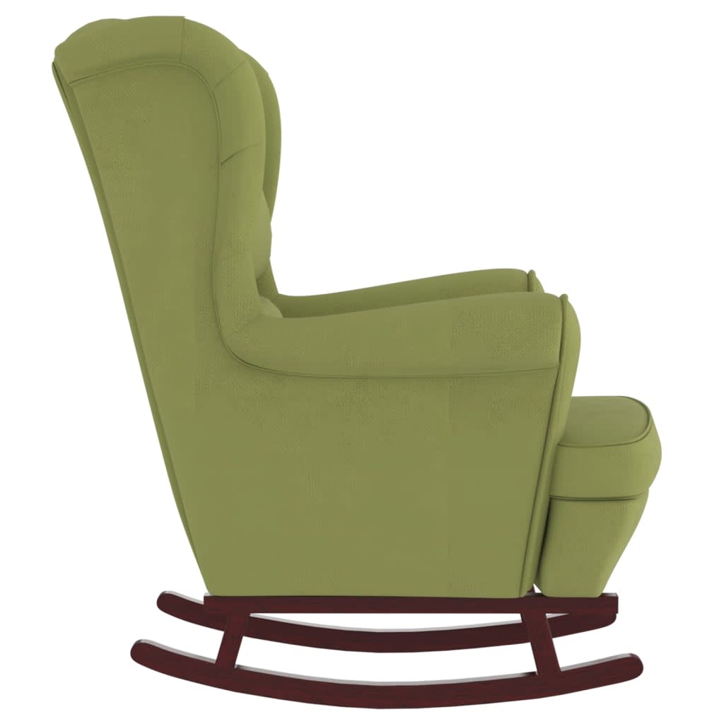 vidaXL Chaise à bascule avec pieds en bois et tabouret Vert clair