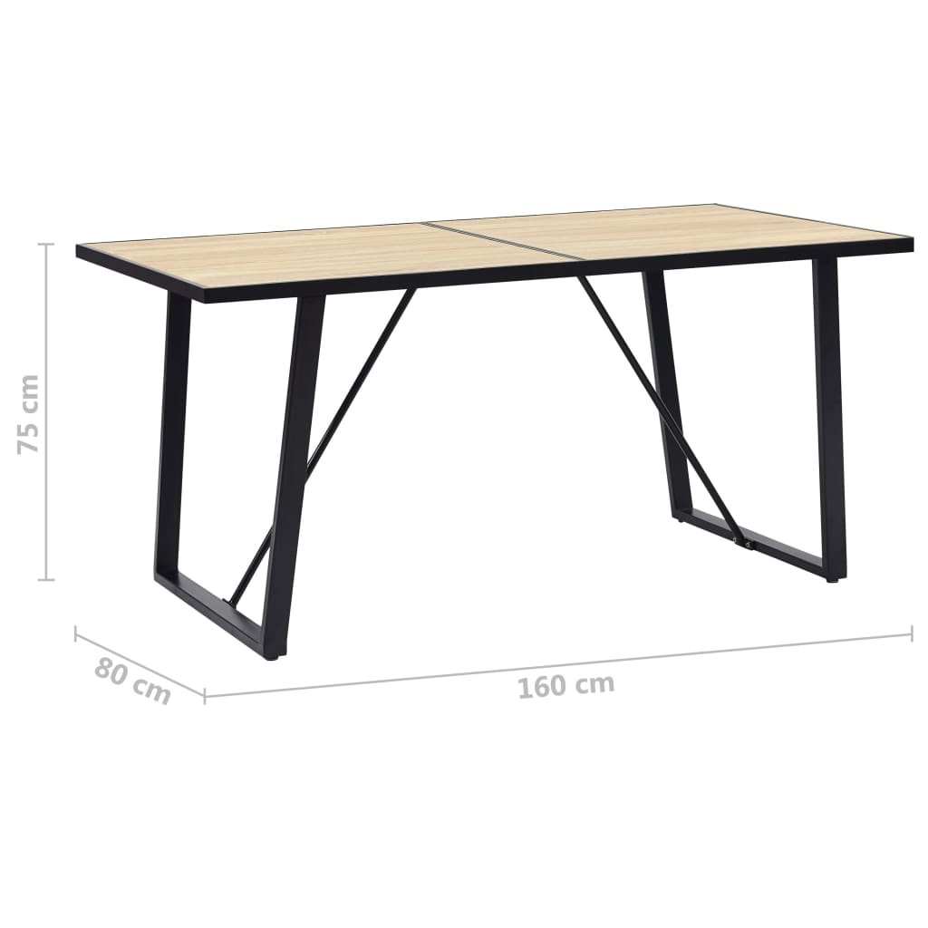 vidaXL Table de salle à manger Chêne 160x80x75 cm MDF