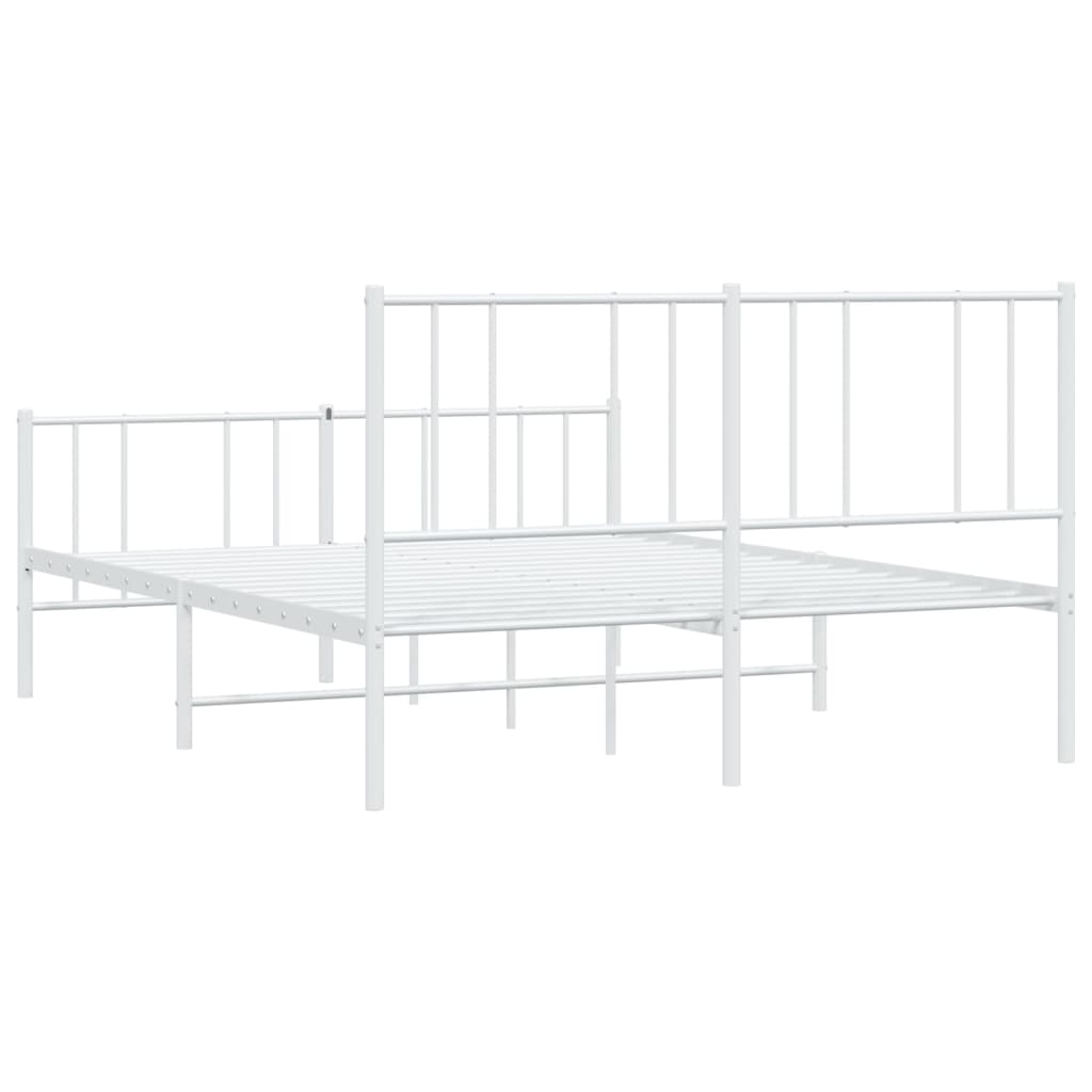 vidaXL Cadre de lit métal avec tête de lit/pied de lit blanc 120x190cm