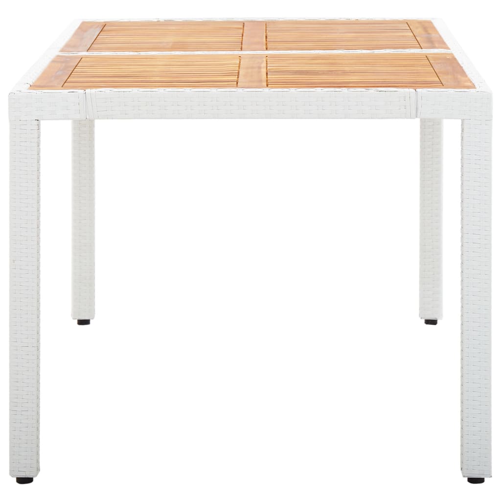 vidaXL Table de jardin Blanc 150x90x75 cm Résine tressée et acacia