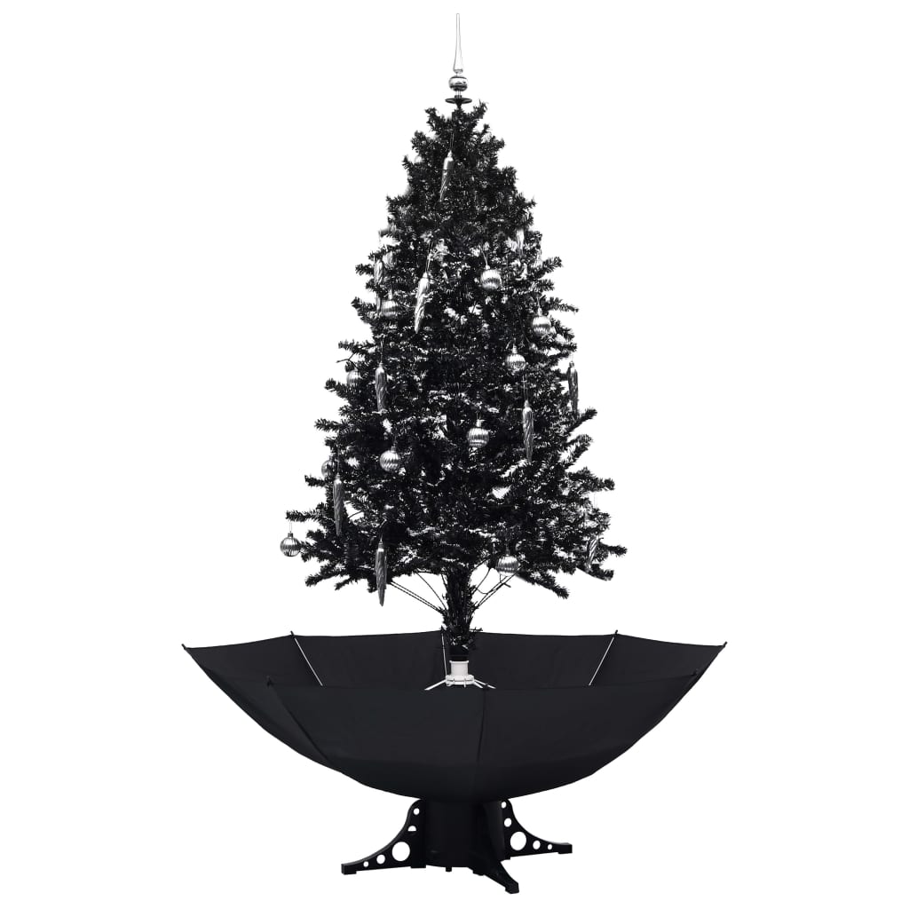 vidaXL Arbre de Noël neigeux avec base de parapluie Noir 190 cm PVC