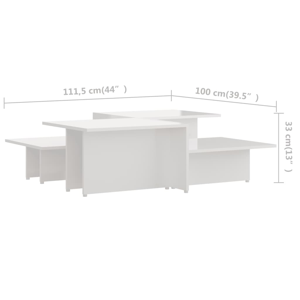 vidaXL Table basse 2pcs Blanc brillant 111,5x50x33cm Bois d'ingénierie