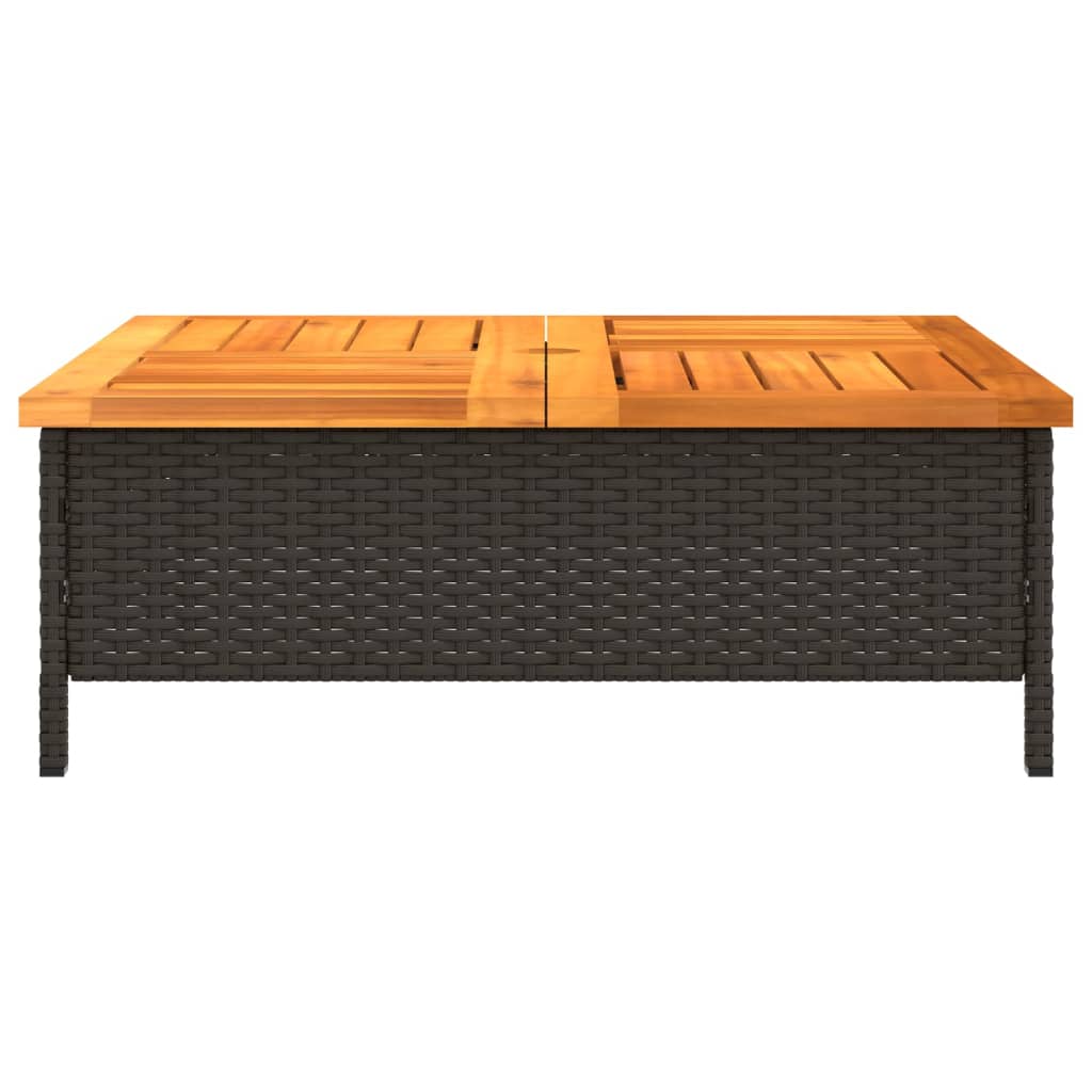 vidaXL Table de jardin noir 70x70x25 cm résine tressée et bois acacia