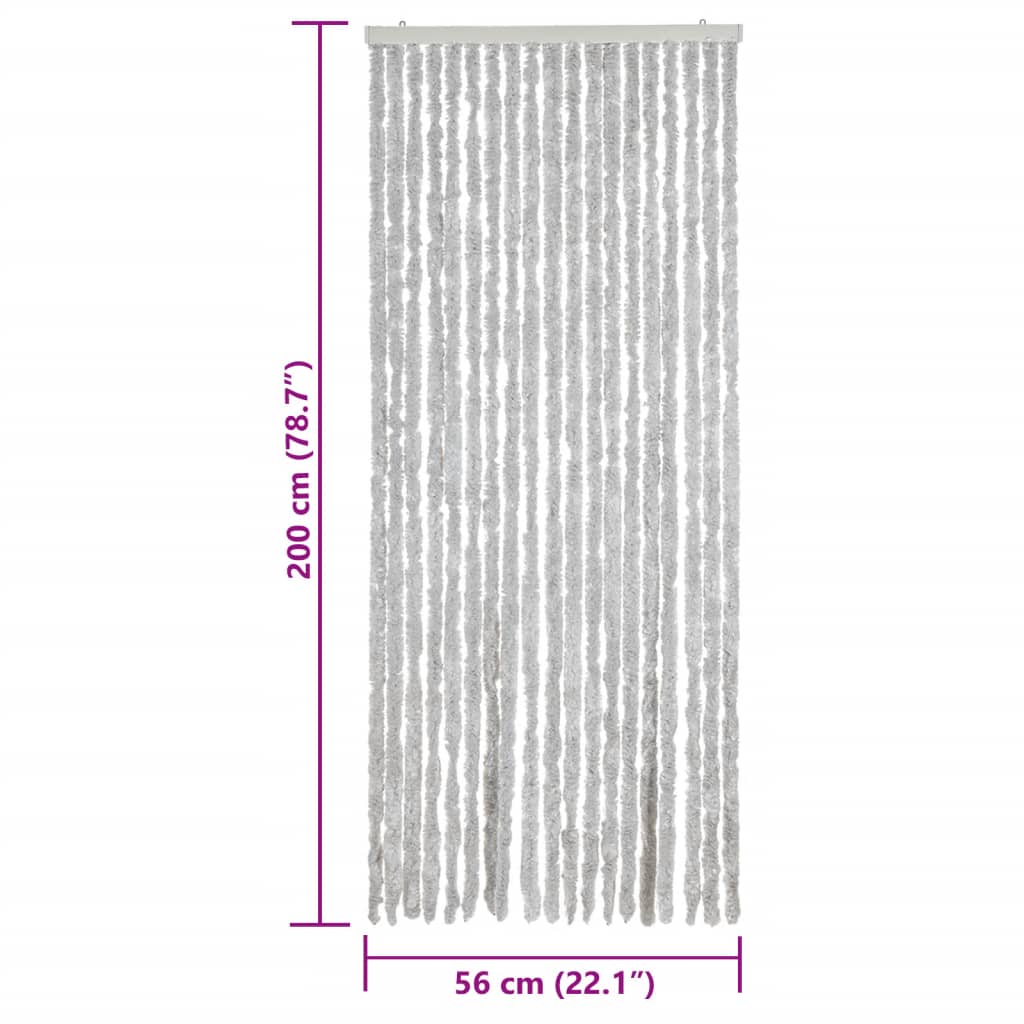 vidaXL Rideau anti-mouches gris 56x200 cm chenille