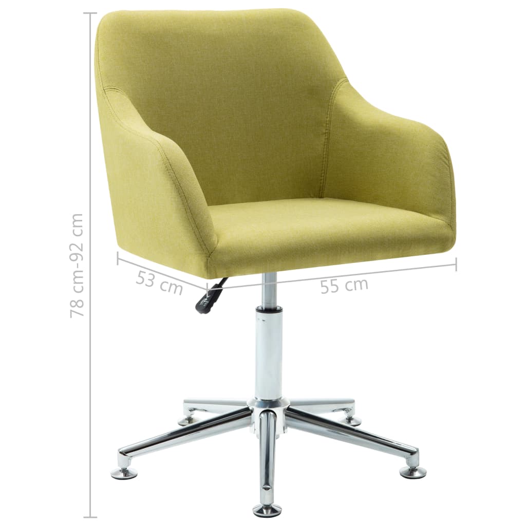 vidaXL Chaise pivotante de bureau Vert Tissu