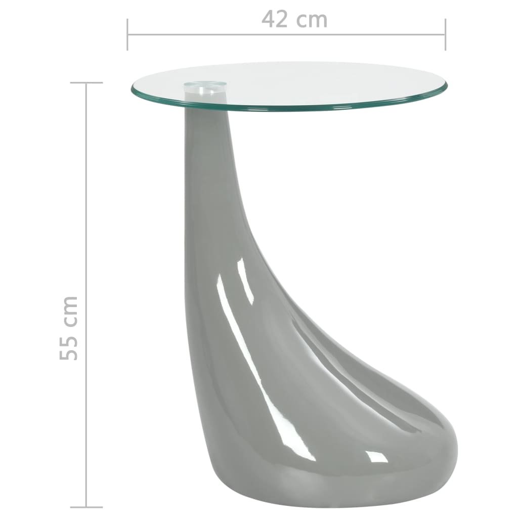 vidaXL 2pcs Table basse et dessus de table en verre rond Gris brillant