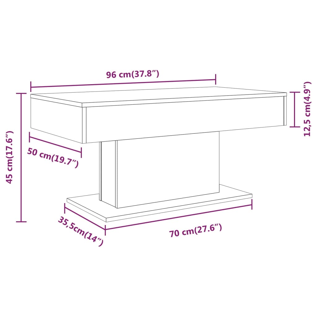 vidaXL Table basse Sonoma gris 96x50x45 cm Bois d'ingénierie