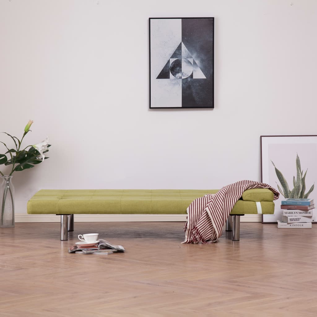 vidaXL Canapé-lit avec deux oreillers Vert Polyester