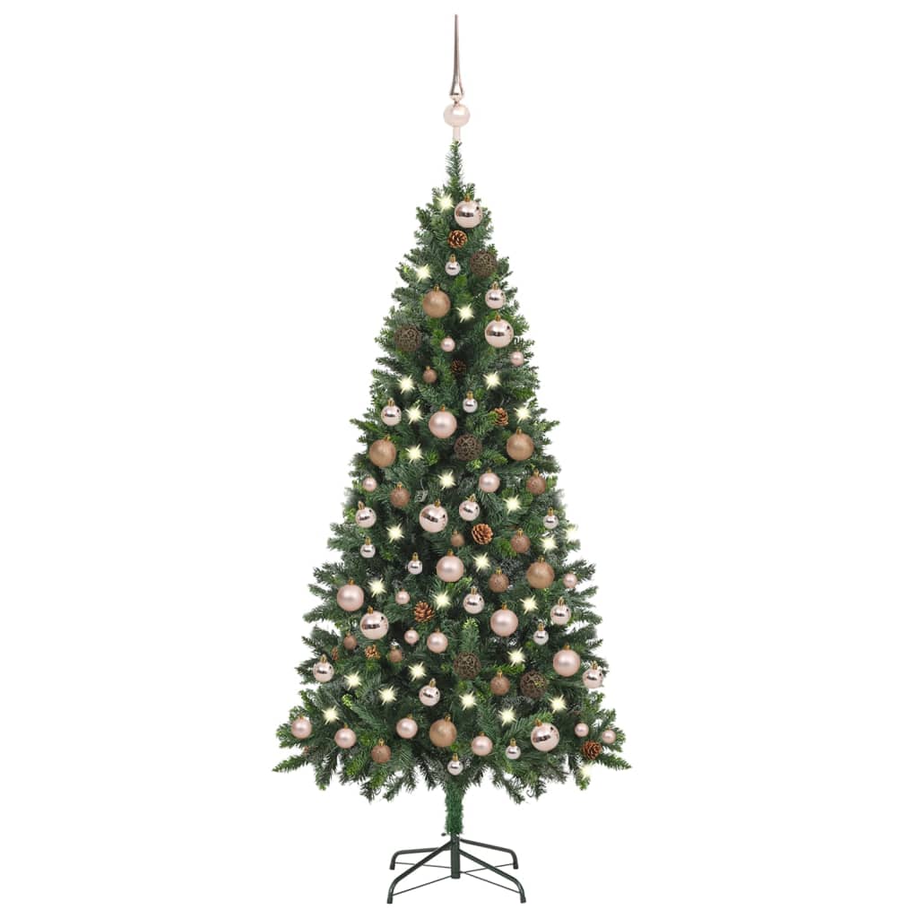 vidaXL Arbre de Noël artificiel pré-éclairé/boules pommes de pin 180cm