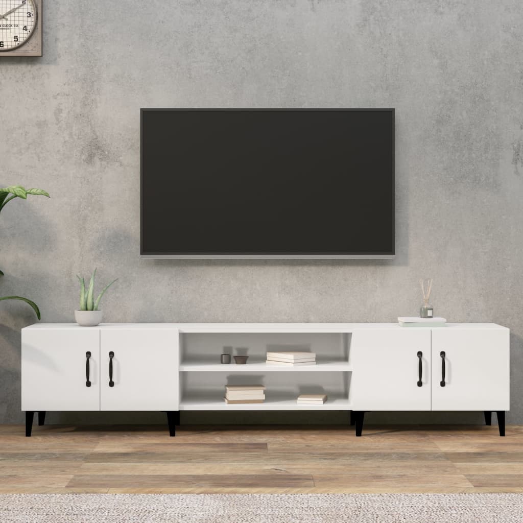 vidaXL Meuble TV blanc brillant 180x31,5x40 cm bois d'ingénierie