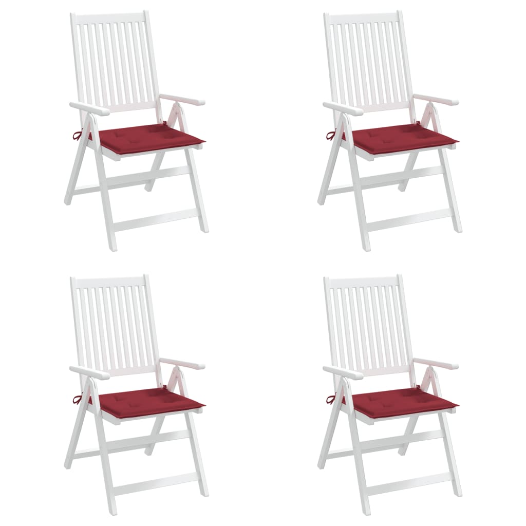 vidaXL Coussins de chaise de jardin 4 pcs rouge bordeaux 40x40x3 cm