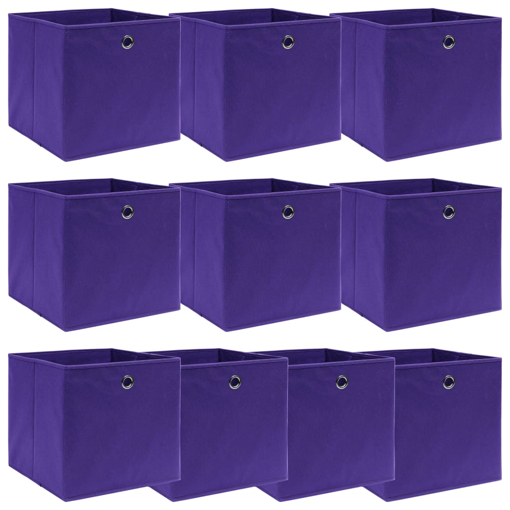 vidaXL Boîtes de rangement 10 pcs Violet 32x32x32 cm Tissu