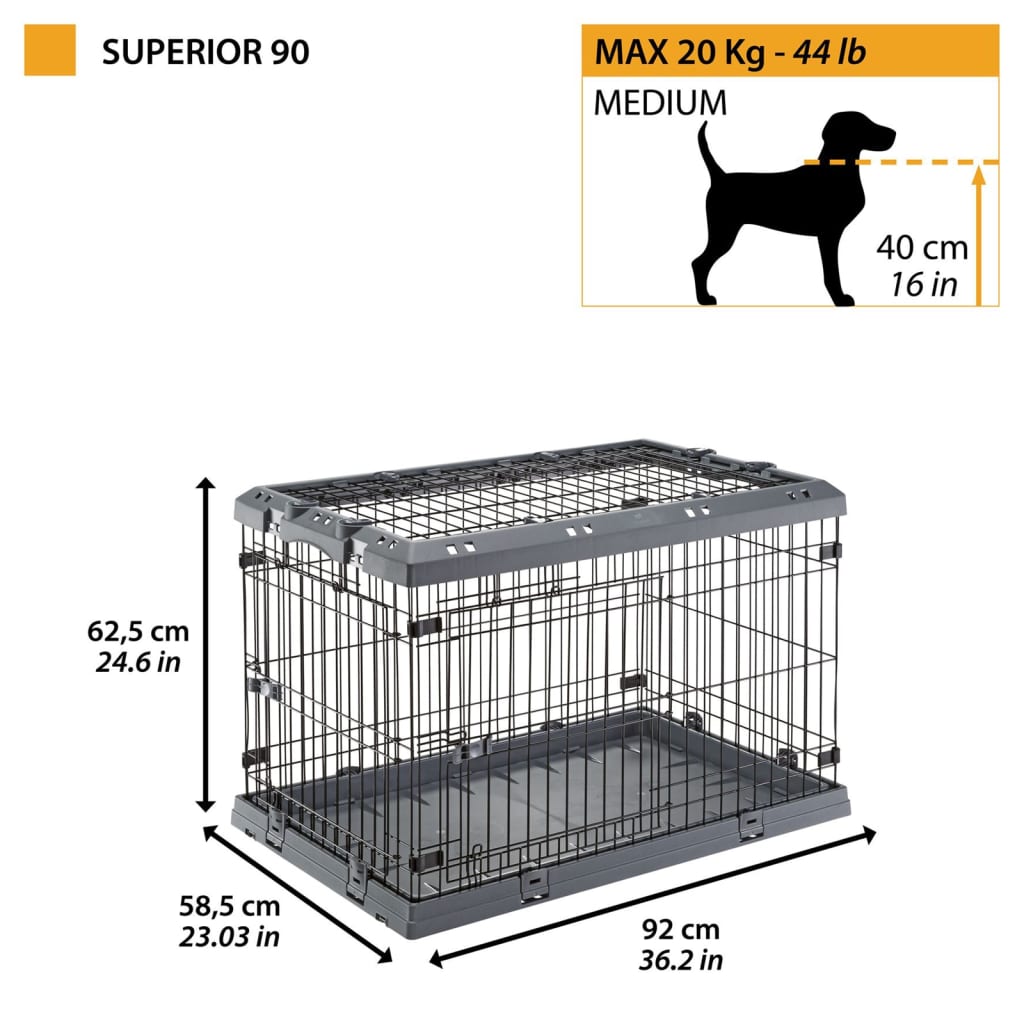 Ferplast Caisse pour chiens Superior 90 92x58x62,5 cm Noir