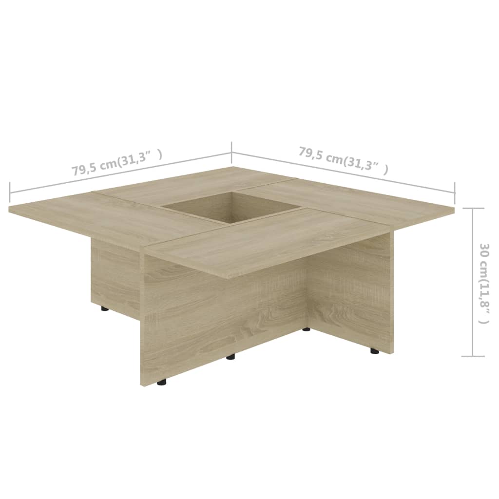vidaXL Table basse Chêne sonoma 79,5x79,5x30 cm Aggloméré